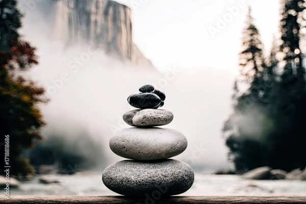 Obraz Stacked stones balance in nature