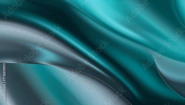 Obraz Teal Abstract Swirl Background with Smooth Fabric or Liquid Texture