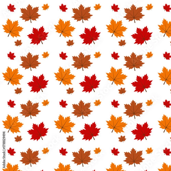 Fototapeta Autumn Leaves Seamless Pattern Vector Illustration