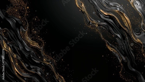 Obraz Black Gold Swirl Abstract Art Background
