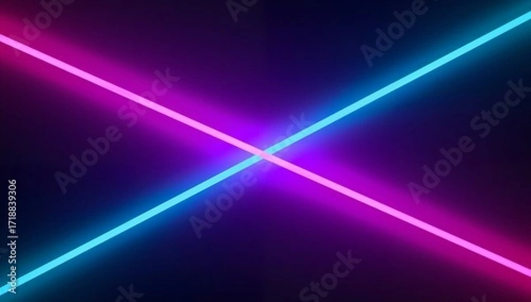 Obraz Neon Glow X Shape with Pink and Blue Lights
