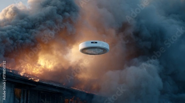Fototapeta IoT-connected smoke detectors assess smoke density and heat levels, sending real-time alerts and triggering connected sprinklers before flames spread, improving fire response times.