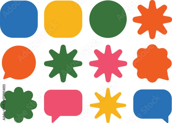 Obraz Collection of colorful abstract shapes and speech bubbles for design and communication