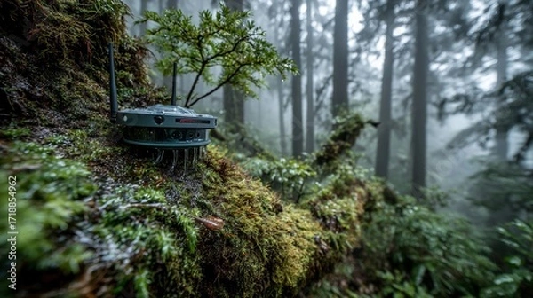 Fototapeta IoT-enabled environmental sensors monitor forests, oceans, and wildlife habitats in real time, transmitting vital data to researchers for ecological preservation and climate response.