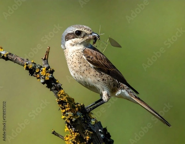 Fototapeta Bird perched on branch with prey