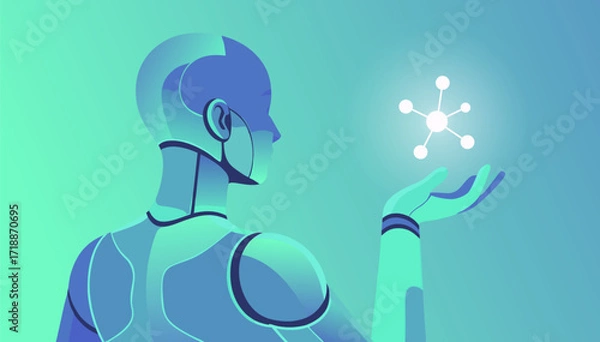 Obraz Digital Human robot and DNA