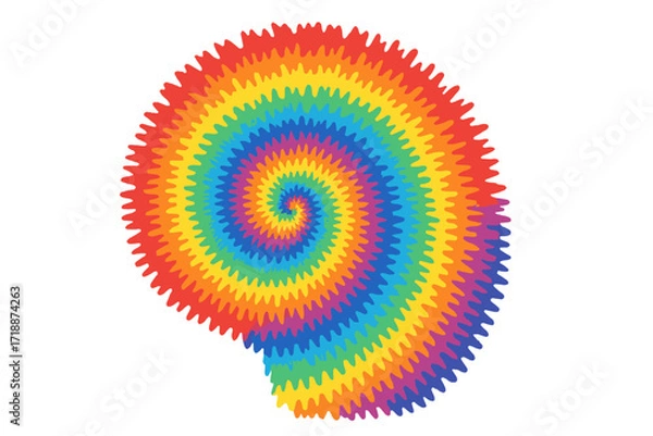 Obraz Colorful Rainbow Tie Dye Swirl Background, Vibrant Spiral Pattern, Groovy Retro Tiedye Fabric Print, Hand Drawn Vector Illustration, Psychedelic Repeat Texture
