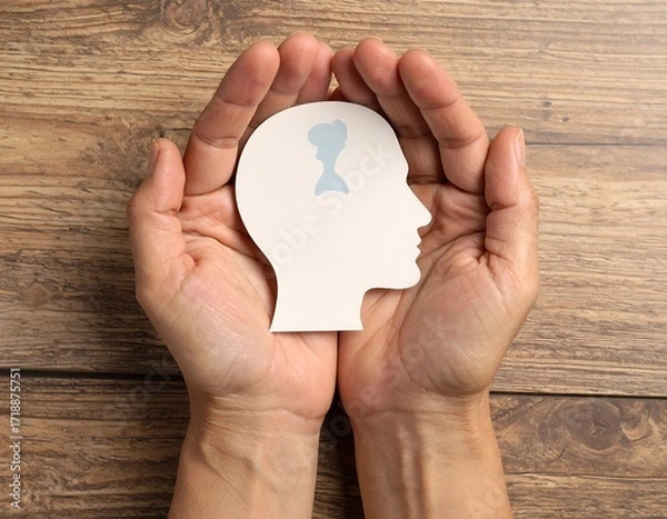 Obraz Hands protecting a profile head