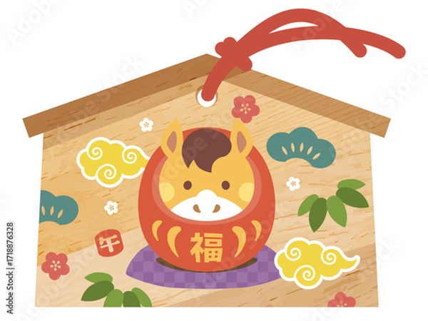 Fototapeta 午年の絵馬の年賀状素材