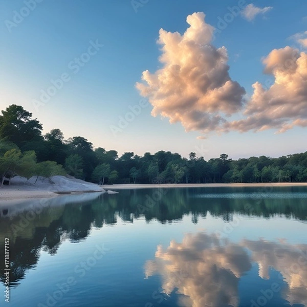 Fototapeta river, water, landscape, lake, nature, sky, forest, tree, summer, mountain, view