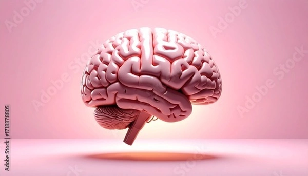 Obraz Human Brain 3D Render on Pink Background