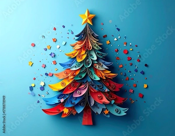 Obraz Colorful paper Christmas tree (1)