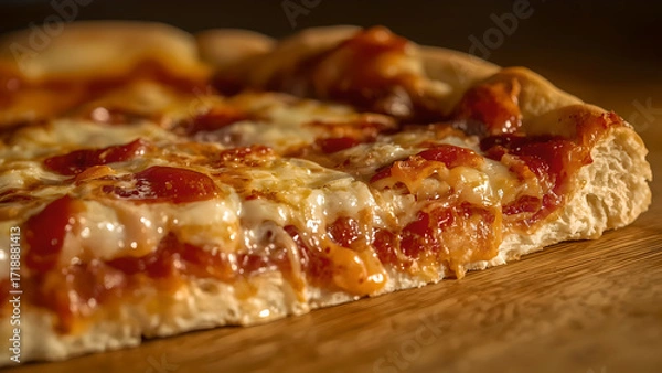 Obraz Close-up of a delicious pizza slice.