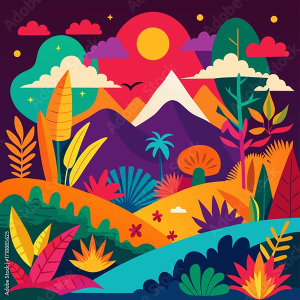 Obraz vector illustration of a tropical island