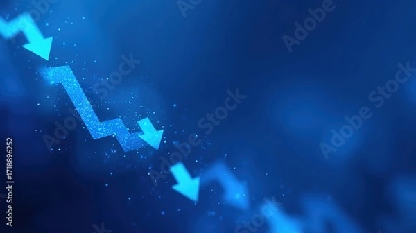 Fototapeta Blue Abstract Arrow Graph Depicting Downward Trend in Finance
