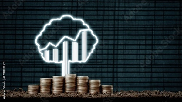 Fototapeta Growth Concept with Coins and Chart for Financial Success Visualization