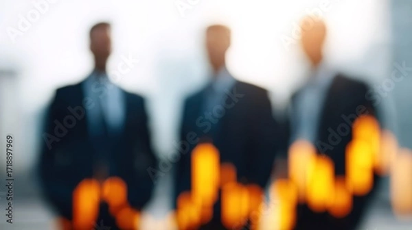 Fototapeta Blurred Businessmen with Graphs Representing Financial Growth