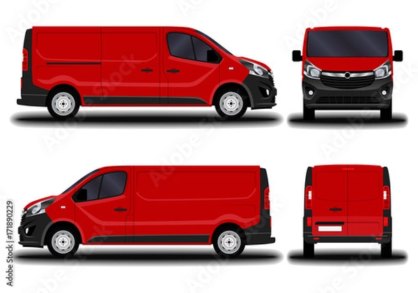 Fototapeta realistic cargo van. front view; side view; back view.