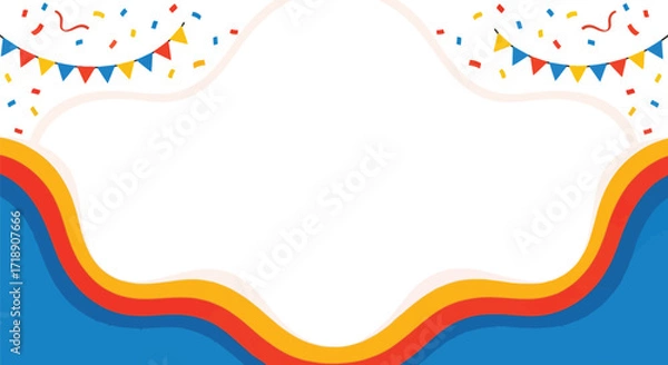 Fototapeta Celebratory background with bunting and confetti decorations editable stock