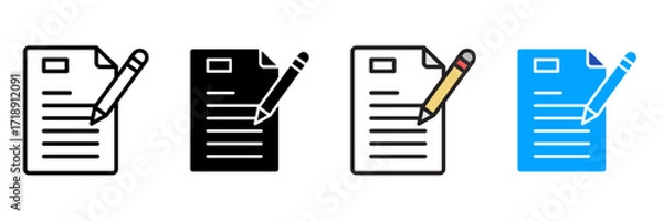 Fototapeta paperwork Icon Set Multiple Style Collection. Document, Folder, Clipboard, Pen, Pencil, Paper, File, Contract, Stamp, Envelope, Calendar, Checklist, Spreadsheet, Archive, Report, Signature, Receipt, I