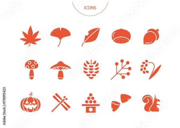 Obraz 秋　アイコン ピクトグラム　ベクター イラスト　セット