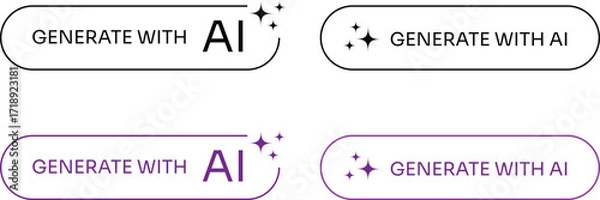 Fototapeta Modern Generate with AI Button Vector Design with Sparkle Icon, CTA Button design