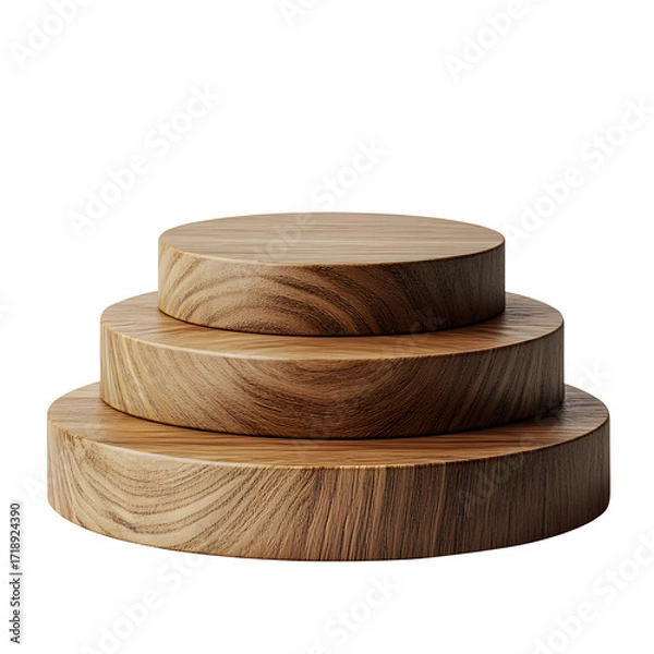 Fototapeta wooden pedestal product stand empty display abstract wooden minimal podium luxury natural product placement ,isolated on a white background