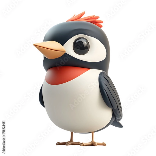 Fototapeta woodpecker white background, soft light overhead, polycount, photoreali