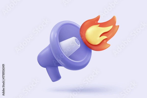 Fototapeta 3d megaphone speaker or loudspeaker with alert notice icon sign for announce. negative check list buttons, urgency correct, tick message reminder for problem. 3d emergency icon vector illustration