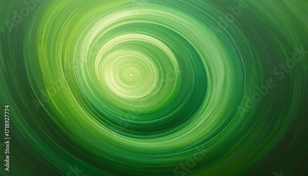 Fototapeta Fluid brush strokes in layered green gradients forming a soft circular aura