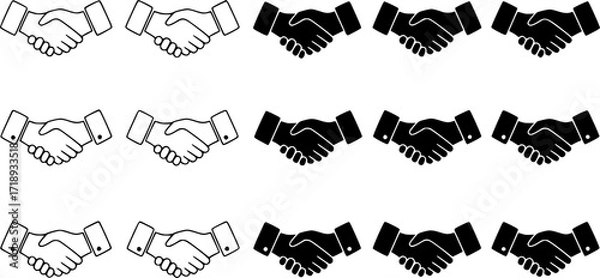 Fototapeta Hand Shake line art vector, Hand Shake silhouette Vector, Handshake icon. Vector illustration
