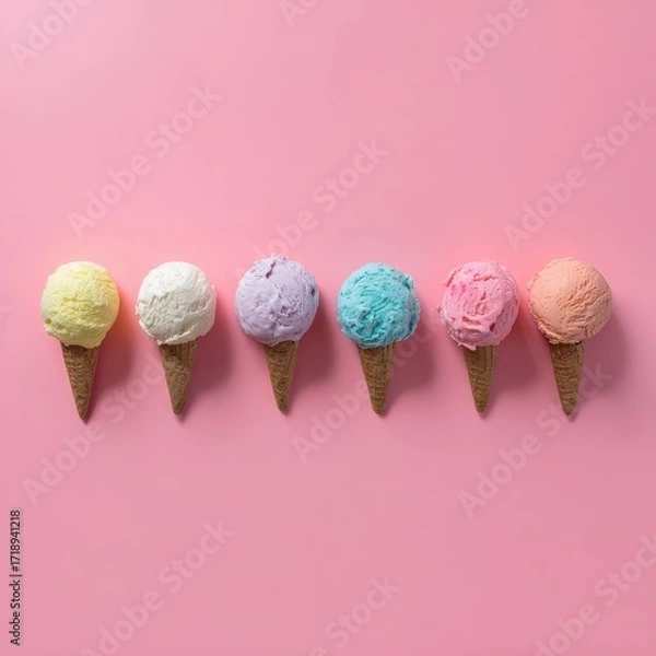Fototapeta Minimal Pink Backdrop with Melting Ice Cream Aesthetic