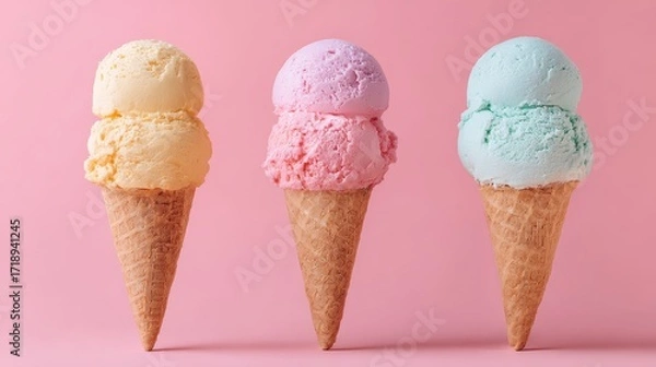 Fototapeta Happy Dessert Concept with Colourful Ice Cream Cone