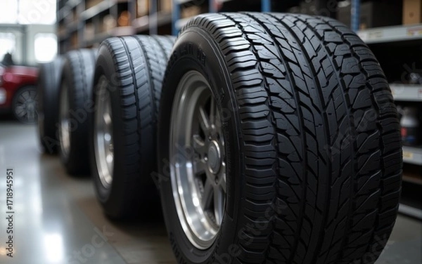 Obraz Picture of new tires ready for changing. High quality