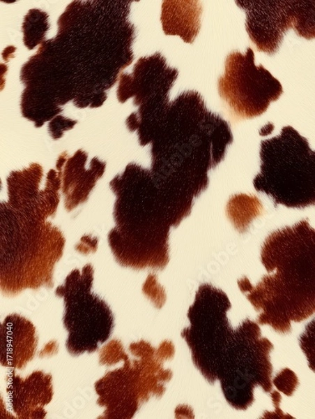Fototapeta Abstract close-up of a brown and white cowhide pattern, perfect for textile design, backgrounds, and artistic projects.