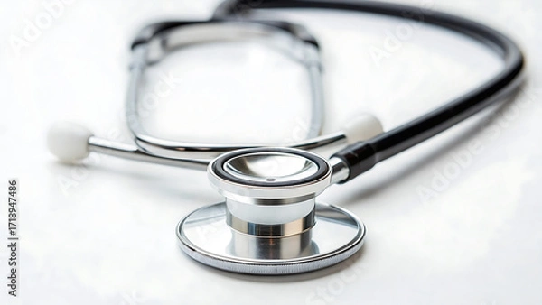 Fototapeta Close-Up of Stethoscope on White Background Representing Healthcare
