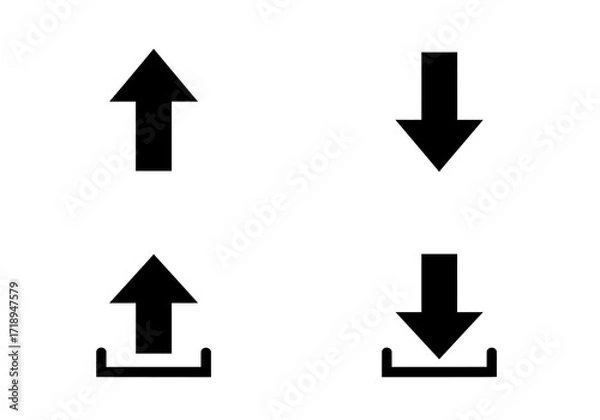 Obraz Four black arrow icons two pointing up two pointing down two with a small base