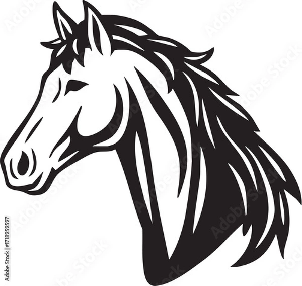 Obraz リアルな劇画調の馬の顔のベクターイラスト素材