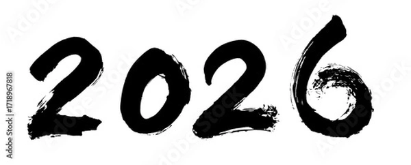 Obraz 文字　2026　筆文字　年賀　手書き