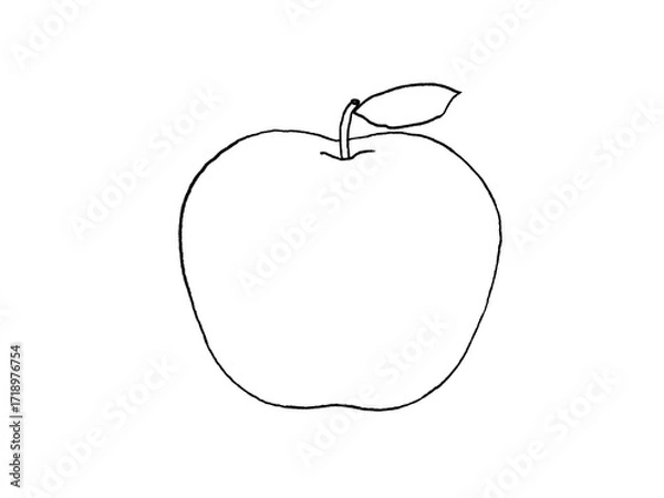 Obraz りんごのシンプルな白黒イラスト
