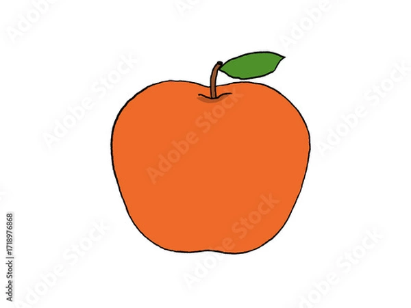 Obraz シンプルな赤いりんごのイラスト