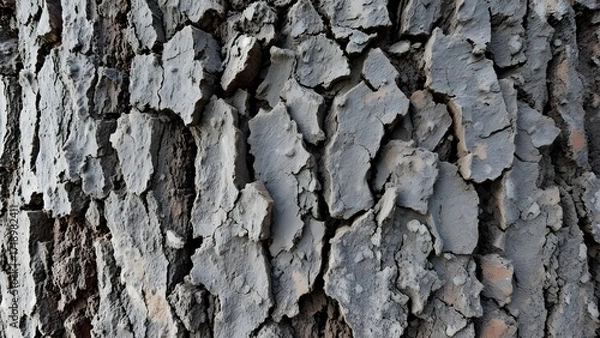 Obraz Rough gray tree bark peeling texture natural rustic organic surface pattern