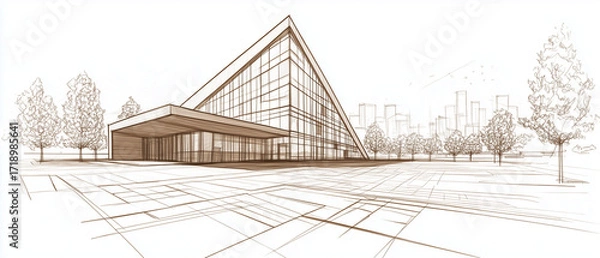 Obraz Line Weight Exploration: A sophisticated sketch that utilizes a variety of line weights to create depth and hierarchy