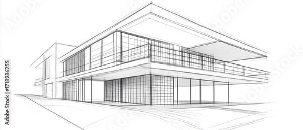 Obraz Minimalist Line Weight Study: An architectural sketch that focuses on the art of line work