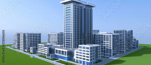 Obraz Modern apartment building in 3D