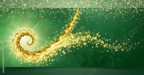 Fototapeta A Magical Sparkling Swirl in Beautiful Green Colors that Captivates the Imagination and Hearts