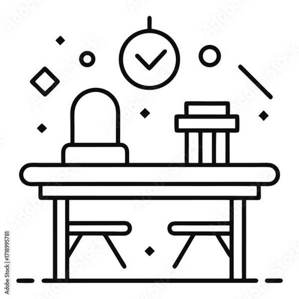Obraz illustration of a table with books and apple