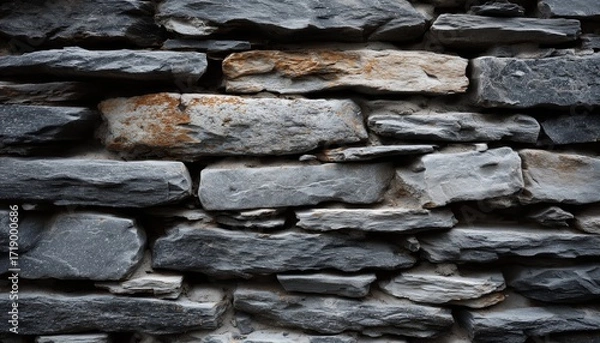 Fototapeta Close-up of a rugged, natural stone wall showcasing varied textures and earthy tones for architectural or design use.