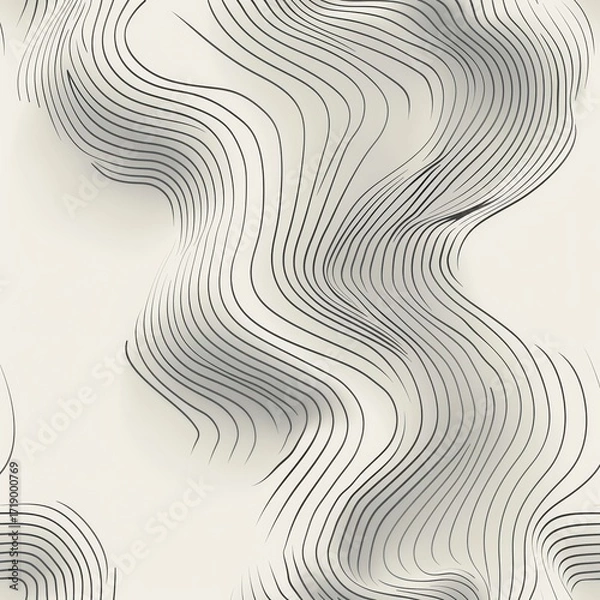 Fototapeta Abstract Wavy Lines on Light Background in Minimalist Style Design