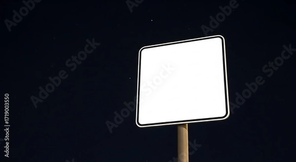 Fototapeta Luminous Blank Road Sign Mockup Against a Deep Starry Night Sky